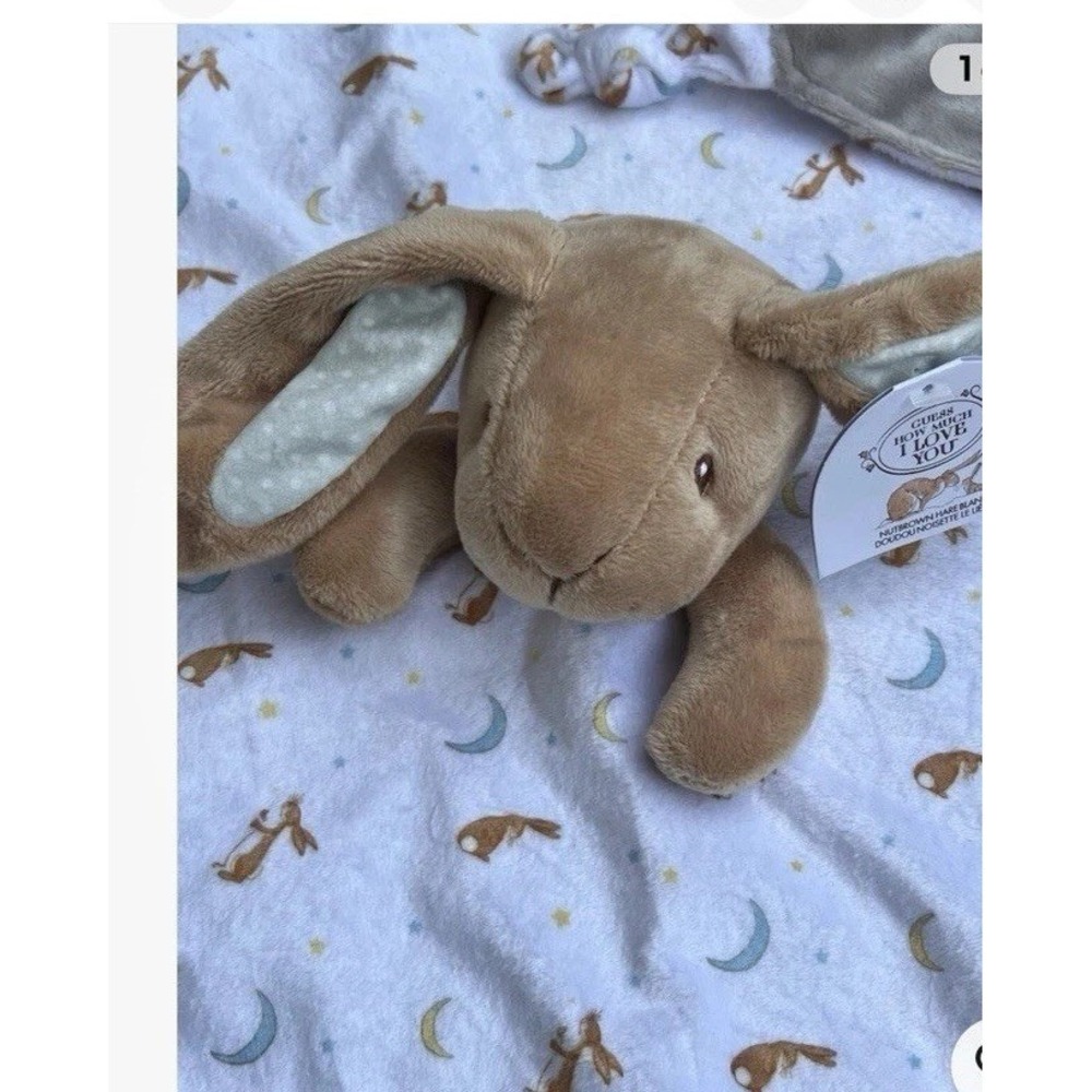 Guess How Much I Love You Bunny Baby Lovey Security Blanket Plush Knotted Corner